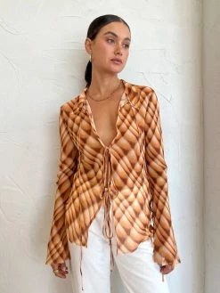 Bec & Bridge Floria Blouse In Golden Hour Check