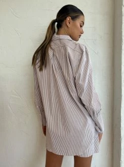 Elka Collective Clare Shirt In Tan Stripe -Coco & Lola Sales ElkaCollective Lowres 10 600x