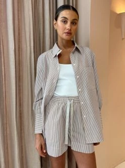 Elka Collective Clare Shirt In Tan Stripe -Coco & Lola Sales ElkaCollective Lowres 3 600x
