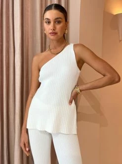 Sir Sylvie One Shoulder Top In Ivory -Coco & Lola Sales SIR Low Res 71 600x