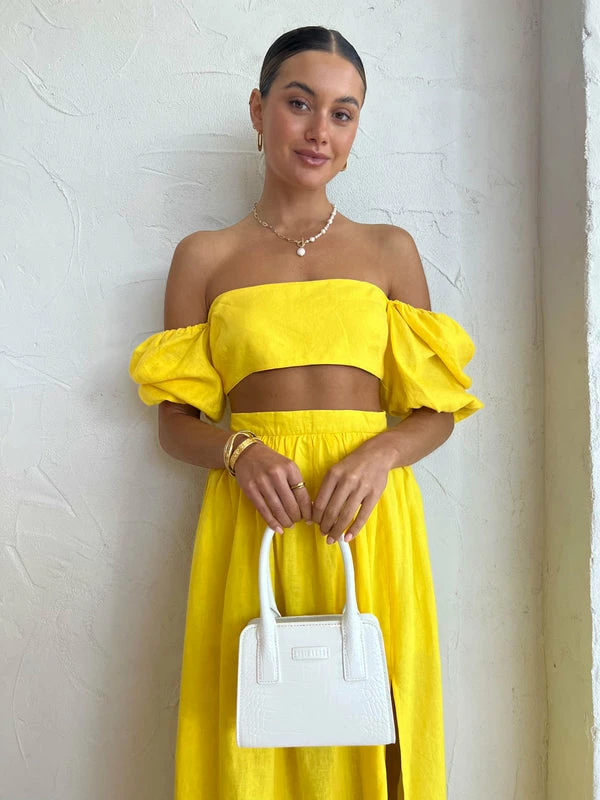 Rumer Delphine Linen Crop In Yellow 6 Rumer Delphine Linen Crop In Yellow - Image 4