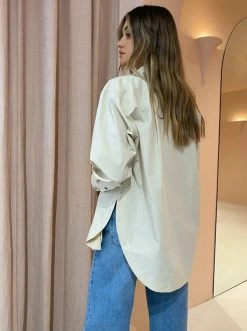 Shona Joy Isabella Button Up Boyfriend Shirt In Chalk -Coco & Lola Sales ShonaJoy May lowres 161 600x