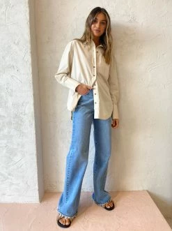 Shona Joy Isabella Button Up Boyfriend Shirt In Chalk -Coco & Lola Sales ShonaJoy May lowres 162 600x
