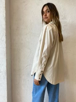 Shona Joy Isabella Button Up Boyfriend Shirt In Chalk -Coco & Lola Sales ShonaJoy May lowres 165 600x